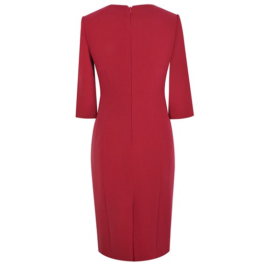 Czerwona sukienka Prettyone midi na wiosnę biznesowa z długimi rękawami 