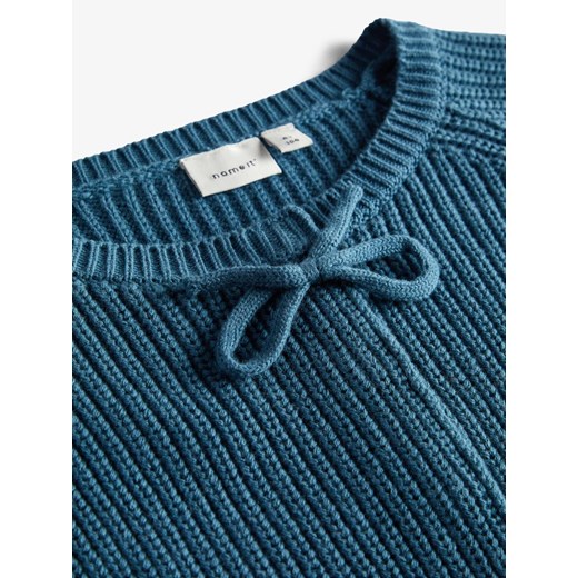 Sweter dziewczęcy Name It niebieski bez wzorów 