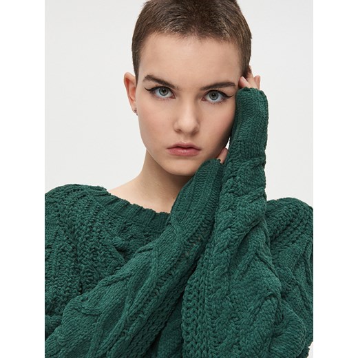 Sweter damski zielony Cropp bez wzorów 