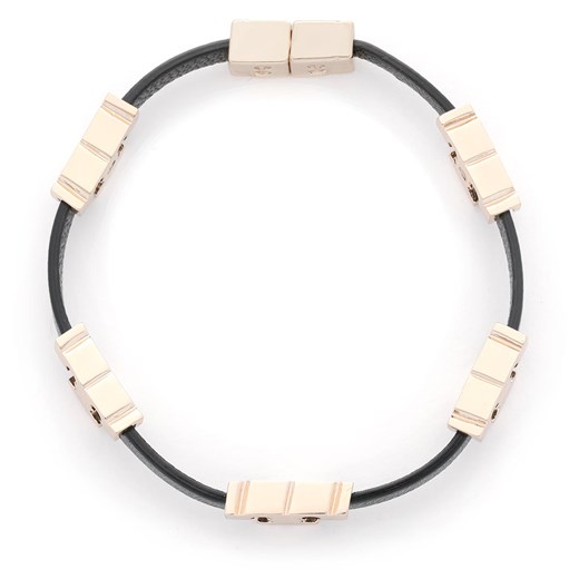 Bransoletka TORY BURCH - Serif-T Single Wrap Bracelet 61675 Tory Gold/Black/Black 706