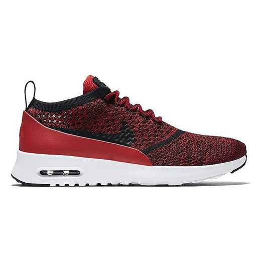 Buty sportowe damskie czerwone Nike dla biegaczy air max thea sznurowane gładkie 
