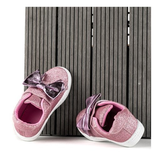 Różowe buty dziewczęce z kokardką Pion - Obuwie Royalfashion.pl  33 