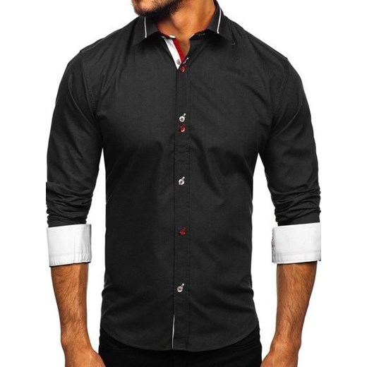 Koszula męska elegancka z długim rękawem czarna Bolf 5826
