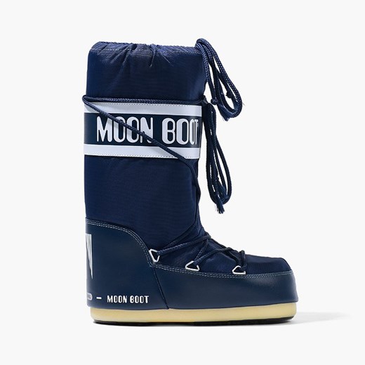 Buty zimowe dziecięce granatowe Moon Boot śniegowce sznurowane 