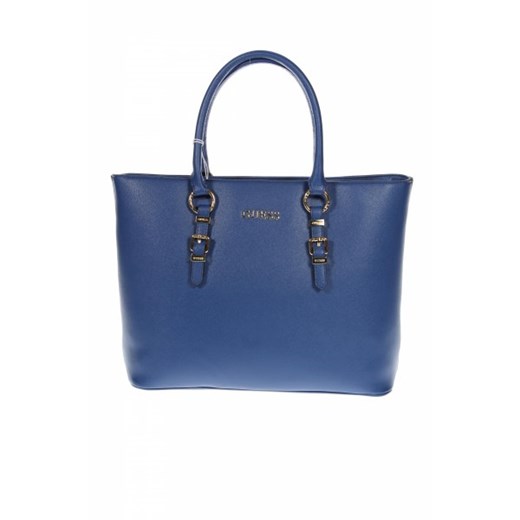 Shopper bag niebieska Guess elegancka duża bez dodatków na ramię 