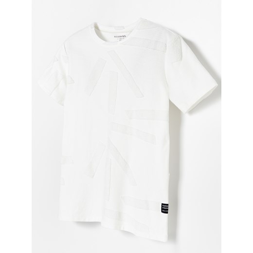 Biały t-shirt chłopięce Reserved z krótkim rękawem bez wzorów 
