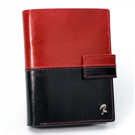 Skórzany portfel męski ROVICKY pionowy ze skóry D104L-VT2 BLACK-RED Merg  One Size merg.pl