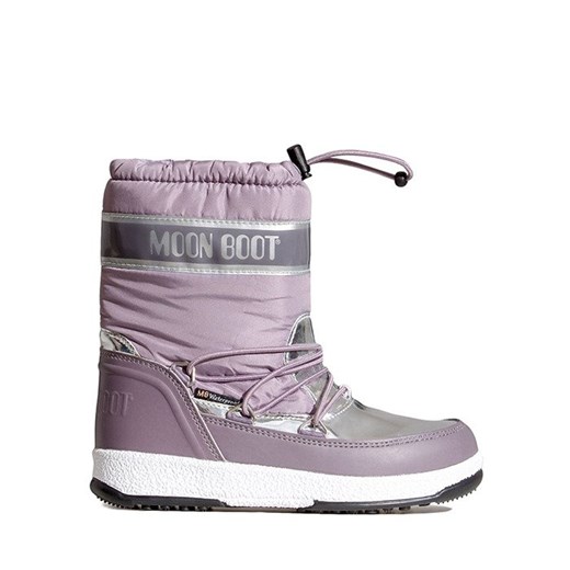 Śniegowce damskie Moon Boot casual na płaskiej podeszwie fioletowe sznurowane bez wzorów 