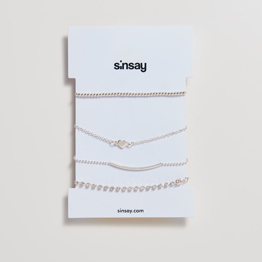Sinsay - Zestaw łańcuszkowych bransoletek - Jasny szary Sinsay  One Size 