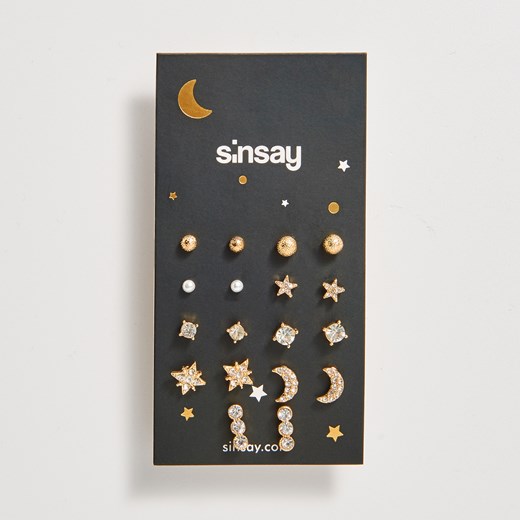 Sinsay - Zestaw kolczyków na sztyft - Beżowy Sinsay  One Size 