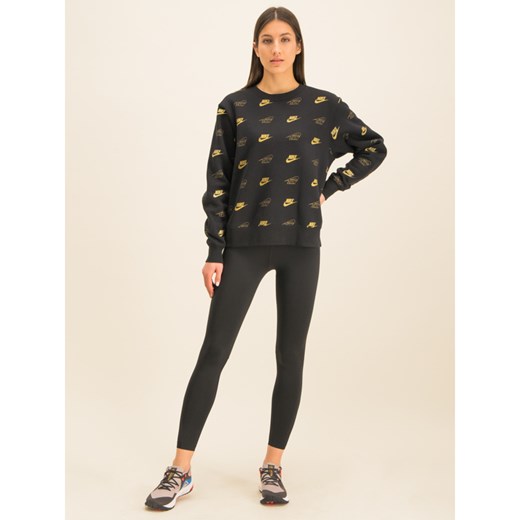 Bluza damska Nike w abstrakcyjnym wzorze czarna krótka w stylu młodzieżowym jesienna 