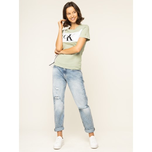Bluzka damska Calvin Klein z krótkim rękawem z okrągłym dekoltem młodzieżowa 