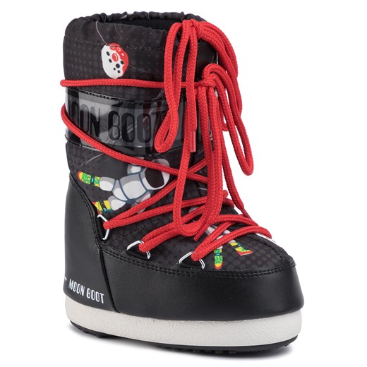 Buty zimowe dziecięce Moon Boot w nadruki z tworzywa sztucznego sznurowane śniegowce 