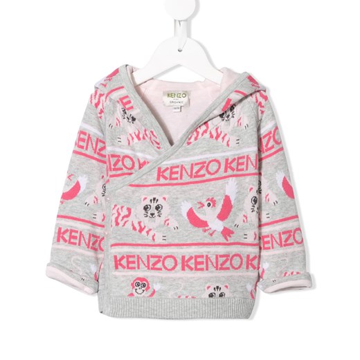 Bluza dziewczęca Kenzo Kids szara z bawełny 
