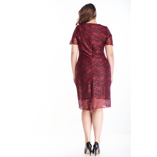 Sukienka Ptakmoda.com z okrągłym dekoltem midi dla puszystych