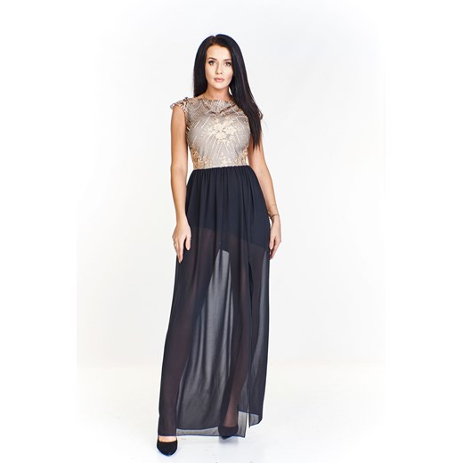 Sukienka Ptakmoda.com maxi z okrągłym dekoltem dla puszystych