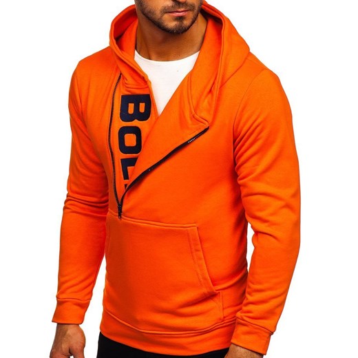 Bluza męska z kapturem z nadrukiem pomarańczowa Bolf 01  Denley L okazyjna cena  