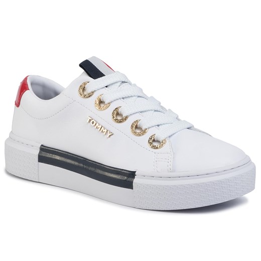 Sneakersy TOMMY HILFIGER - Leather Elevated Tommy Sneaker FW0FW04600 White YBS