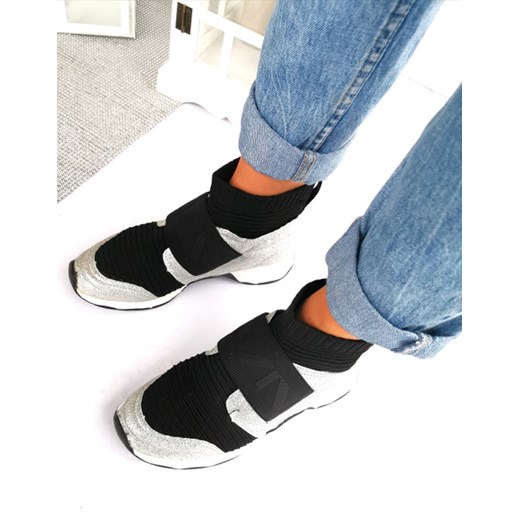 Buty sportowe damskie Lu Boo sneakersy na rzepy ze skóry ekologicznej 