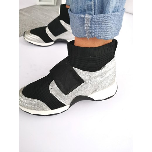Buty sportowe damskie Lu Boo sneakersy ze skóry ekologicznej bez wzorów na rzepy na płaskiej podeszwie 