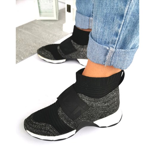 Buty sportowe damskie Lu Boo sneakersy bez zapięcia z tworzywa sztucznego bez wzorów 