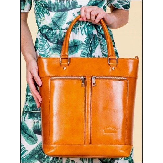 Shopper bag Rovicky pomarańczowy do ręki lakierowana bez dodatków 