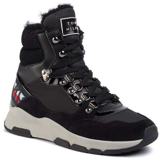 Sneakersy TOMMY HILFIGER - Patent Fashion Sporty Boot FW0FW04593  Black BDS