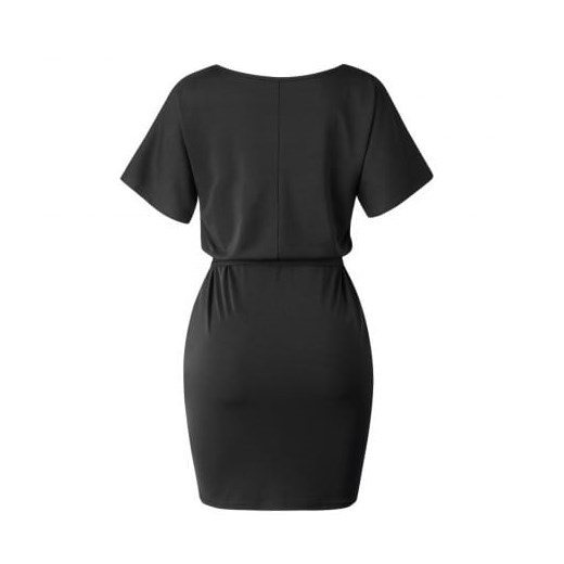 Sukienka czarna dopasowana z krótkimi rękawami mini luźna 