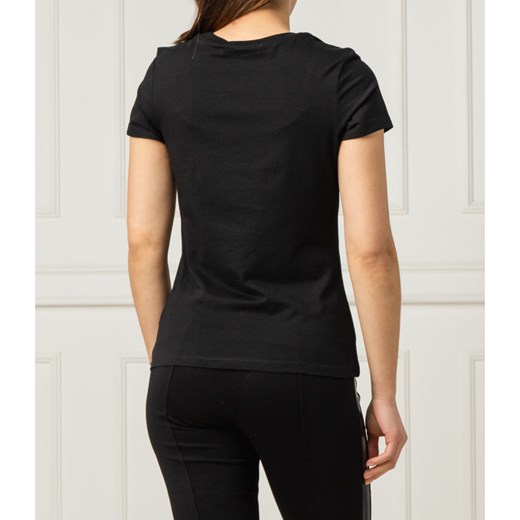 Czarna bluzka damska Calvin Klein z krótkimi rękawami z okrągłym dekoltem 