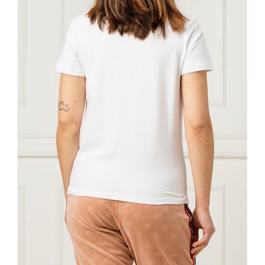 Biała bluzka damska Guess Jeans z okrągłym dekoltem młodzieżowa 