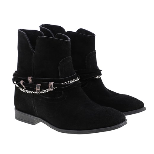 BOTKI SKÓRZANE CZARNY ZAMSZ K230 KOTURN LaFEMME (36) Lafemmeshoes 41 lafemmeshoes.pl