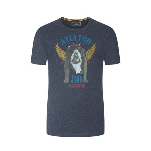 Ragman, T-shirt z modnym nadrukiem z przodu Niebieski  Ragman 4XL Hirmer DUŻE ROZMIARY