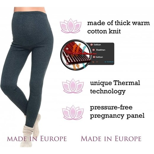 Komfortowe legginsy ciążowe zimowe 3006 czarny   XL / 42 MijaCulture