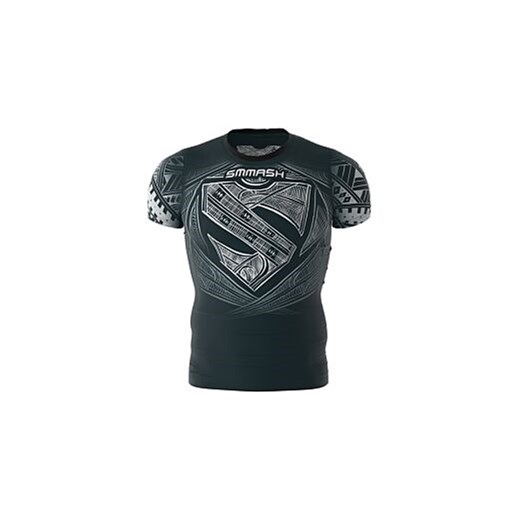 Czarna koszulka sportowa Smmash ze skóry ekologicznej w nadruki 