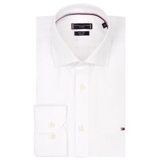 Koszula męska biała Tommy Hilfiger bez wzorów z długimi rękawami na wiosnę elegancka 