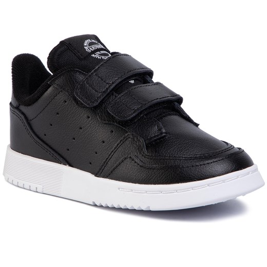 Buty sportowe dziecięce czarne Adidas bez wzorów na rzepy 