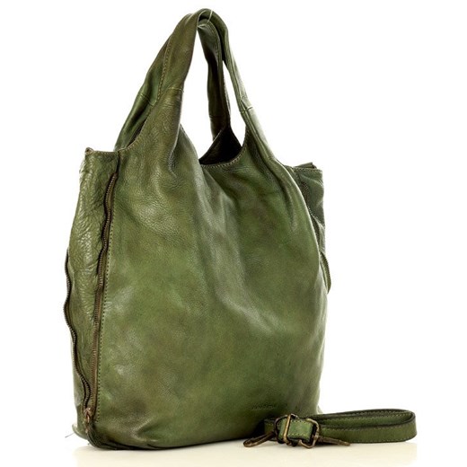 Zielona shopper bag Merg mieszcząca a5 na ramię bez dodatków 