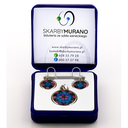Komplet: wisiorek &amp; kolczyki Murrina - biżuteria szkło Murano