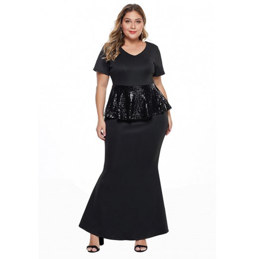 Elegrina sukienka elegancka czarna maxi balowe karnawałowa 