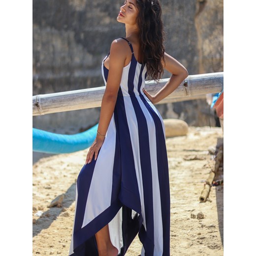 Sukienka Elegrina z poliestru w paski oversize'owa maxi na ramiączkach plażowa 