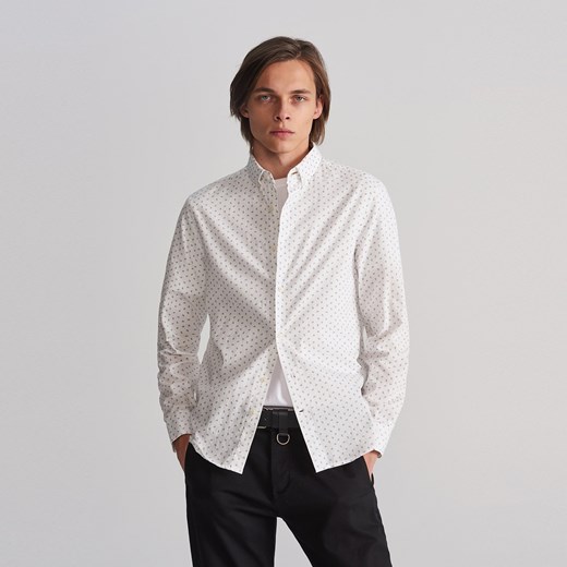 Reserved - Koszula slim fit z drobnym wzorem - Biały  Reserved XS 