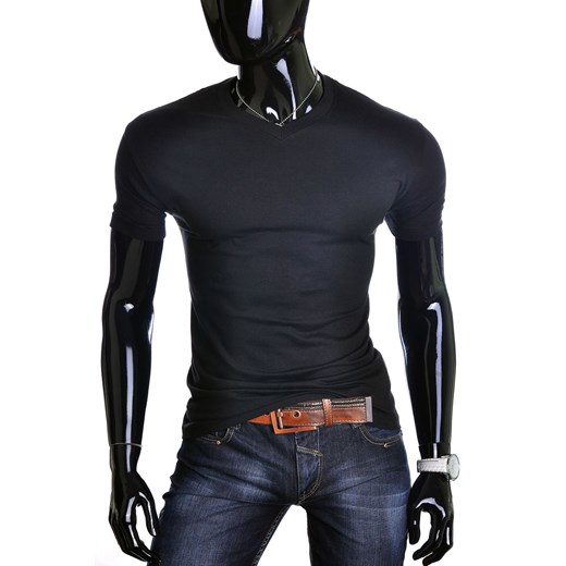 Męska koszulka t-shirt v-neck - czarna ze sklepu Risardi w kategorii T-shirty męskie - zdjęcie 78645911