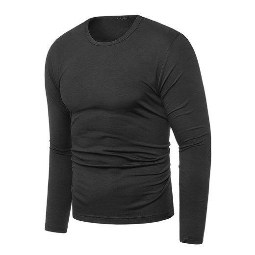 Bluza męska longsleeve N01L - czarna ze sklepu Risardi w kategorii T-shirty męskie - zdjęcie 78645940