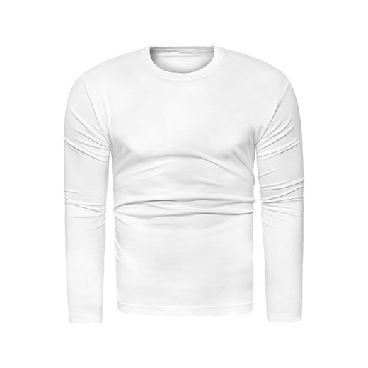 Bluza męska longsleeve N01L - biała ze sklepu Risardi w kategorii T-shirty męskie - zdjęcie 78646033
