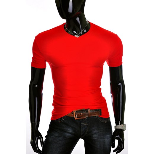 Męska koszulka t-shirt v-neck - czerwona ze sklepu Risardi w kategorii T-shirty męskie - zdjęcie 78646042