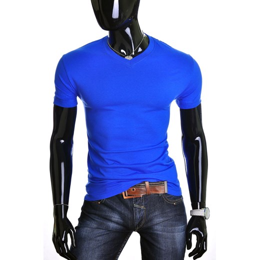 Męska koszulka t-shirt v-neck - indigo ze sklepu Risardi w kategorii T-shirty męskie - zdjęcie 78646072