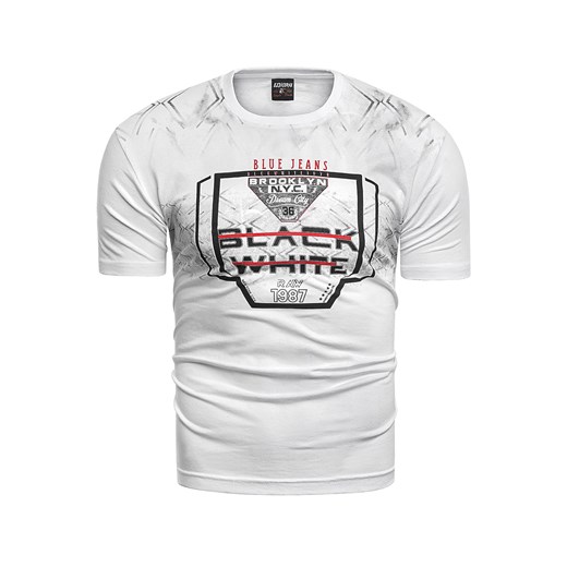 T-shirt męski Risardi biały z krótkim rękawem 