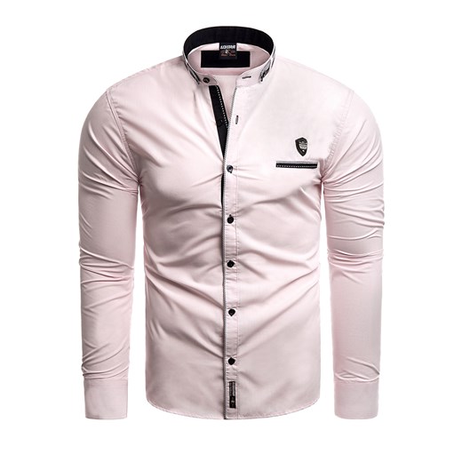 Koszula męska długi rękaw rl08 - różowa ze sklepu Risardi w kategorii Koszule męskie - zdjęcie 78646654