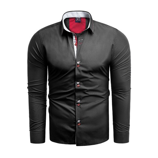 Koszula męska długi rękaw rl27 - czarna ze sklepu Risardi w kategorii Koszule męskie - zdjęcie 78647151