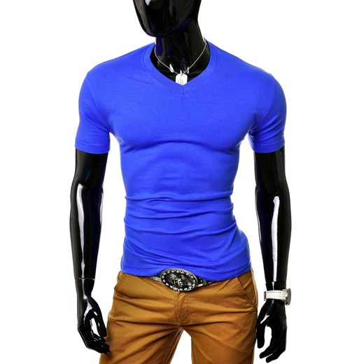 Męska koszulka t-shirt v-neck - indigo ze sklepu Risardi w kategorii T-shirty męskie - zdjęcie 78647281